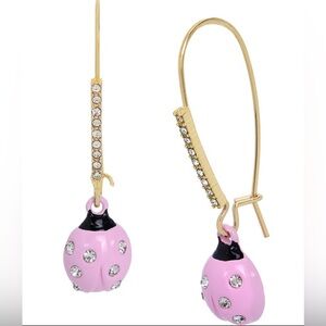 Betsey Johnson Ladybug Rhinestones Dangle Drop Earrings